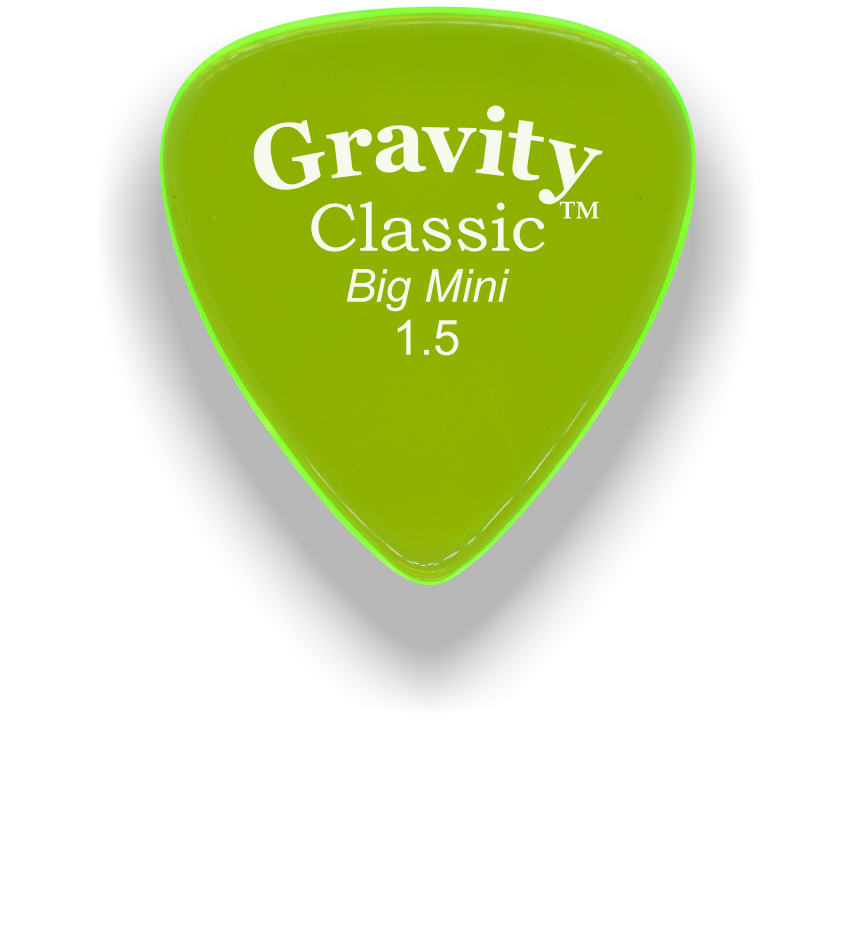 Gravity Picks Classic Big Mini 1.5mm Master Finish (Unpolished) Fluorescent Green