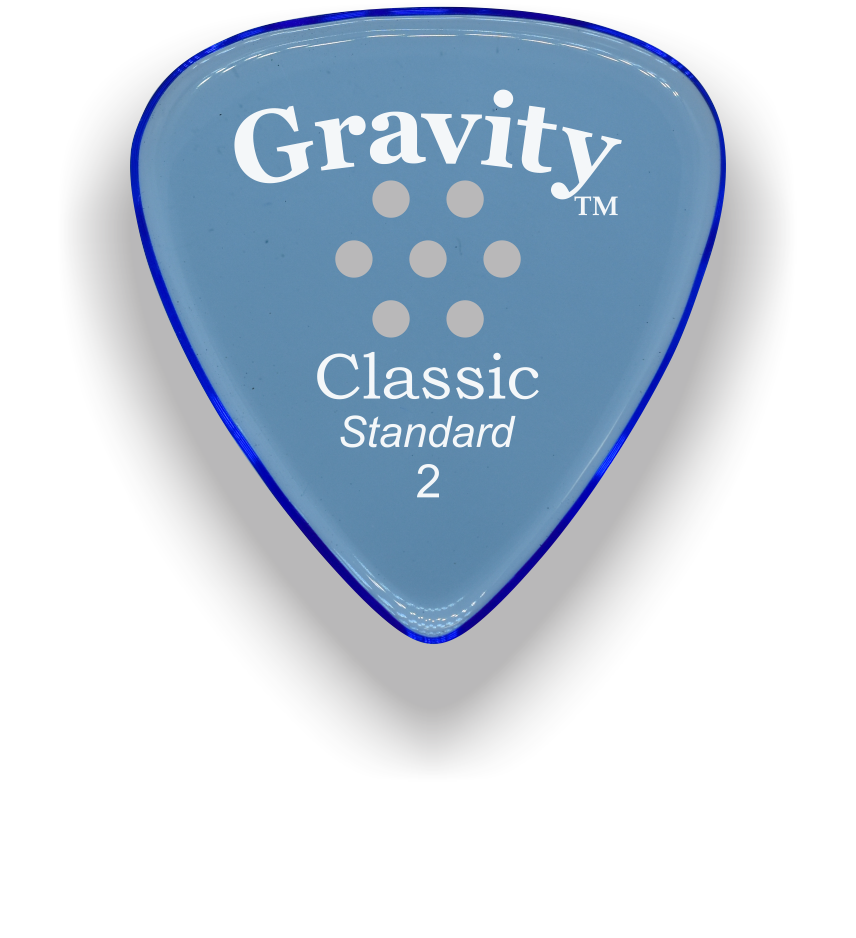 Gravity Picks Classic Standard 2mm Master Finish Unpolished with Multi-hole Grip Blue