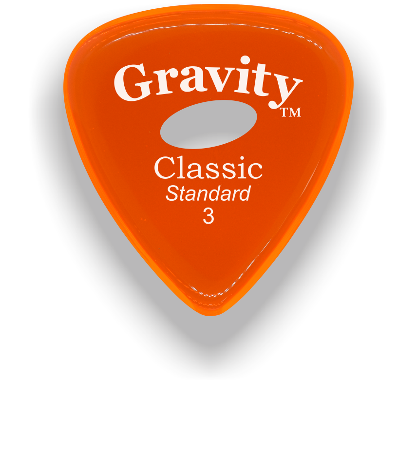 Gravity Picks Classic Standard 3m Polished with Elipse Grip Hole Orange