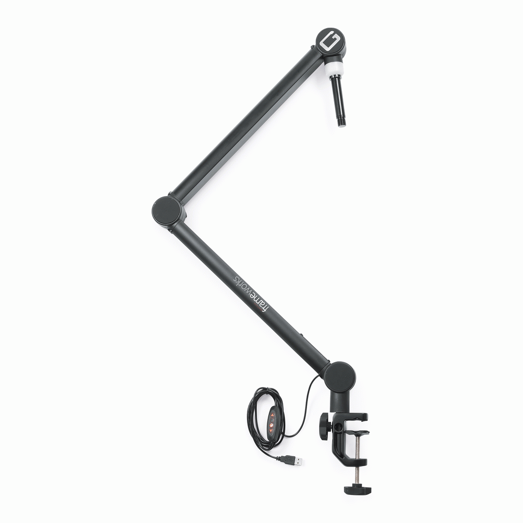 Gator GFWMICBCBM4000 Professional Desktop Broadcast/Podcast Microphone Boom Stand with On-Air Indicator Light