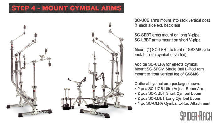 Gibraltar Spider Rack Cymbal Arm Pack (Pack 2 of 2)