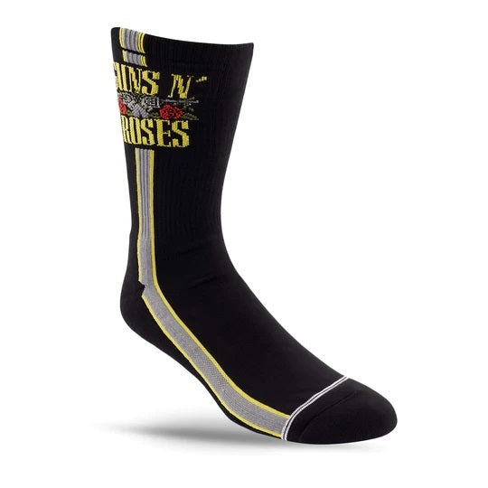 Perris Licensed GNR "Side Stripe" Large Crew Socks in Black (1-Pair)