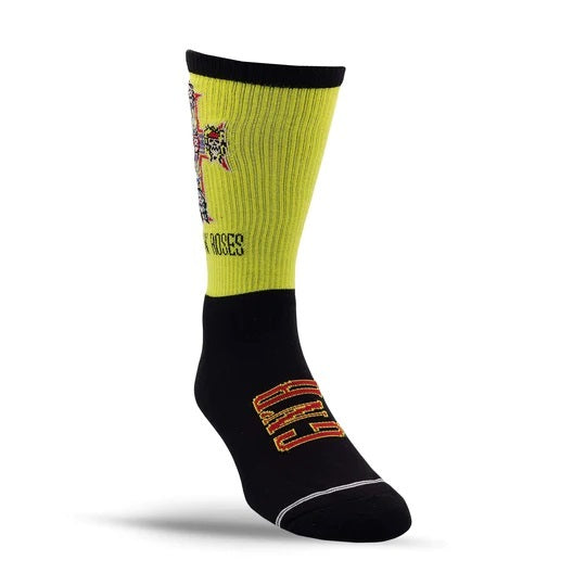 Perris Licensed GNR "Appetite For Destruction" Large Crew Socks in Black/Yellow (1-Pair)