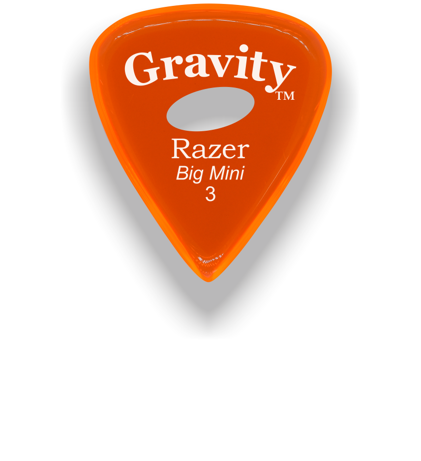 Gravity Picks Razer Big Mini 3mm Polished with Elipse Grip Hole Orange
