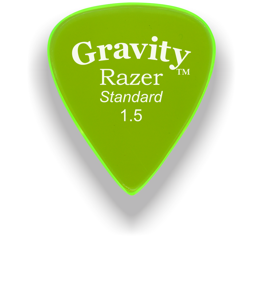 Gravity Picks Razer Standard 1.5mm Master Finish Unpolished Fluorescent Green