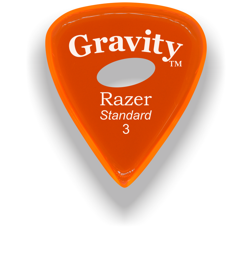 Gravity Picks Razer Standard 3mm Polished with Elipse Grip Hole Orange