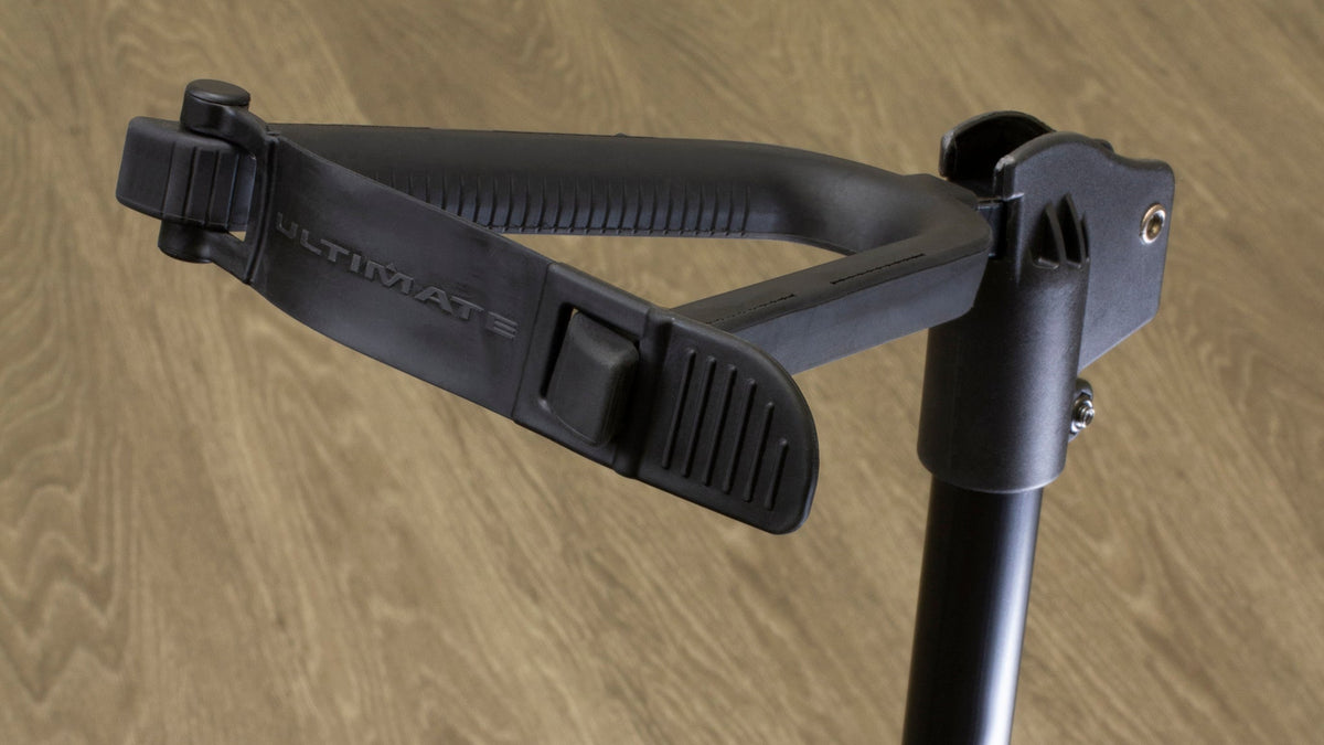 Ultimate Support GS-100+ GS-100+ Genesis Series Plus guitar stand w/ Locking legs, hanging style yoke w/ security strap