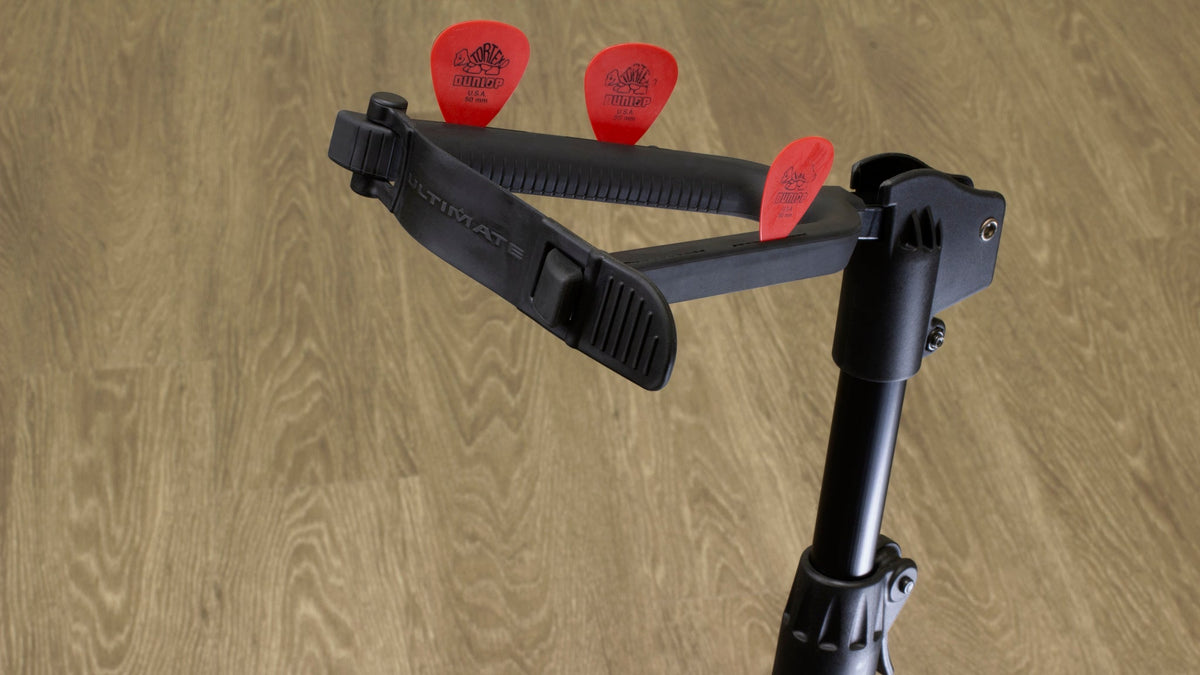 Ultimate Support GS-100+ GS-100+ Genesis Series Plus guitar stand w/ Locking legs, hanging style yoke w/ security strap