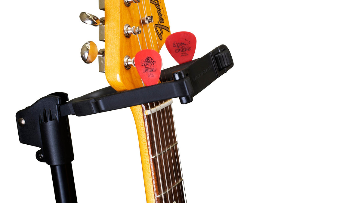 Ultimate Support GS-100+ GS-100+ Genesis Series Plus guitar stand w/ Locking legs, hanging style yoke w/ security strap