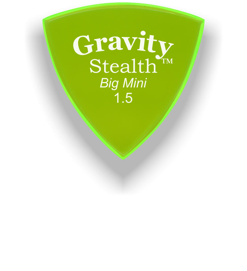 Gravity Picks Stealth Big Mini 1.5mm Master Finish Unpolished Fluorescent Green