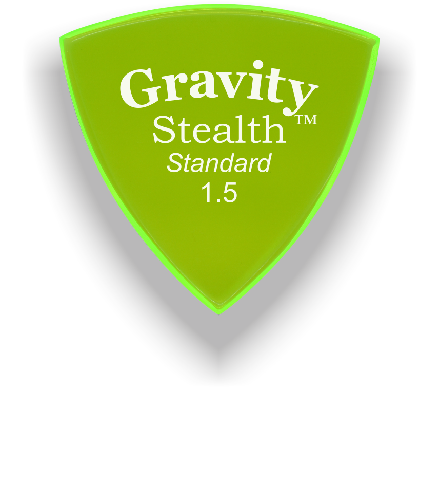 Gravity Picks Stealth Standard 1.5mm Master Finish Unpolished Fluorescent Green