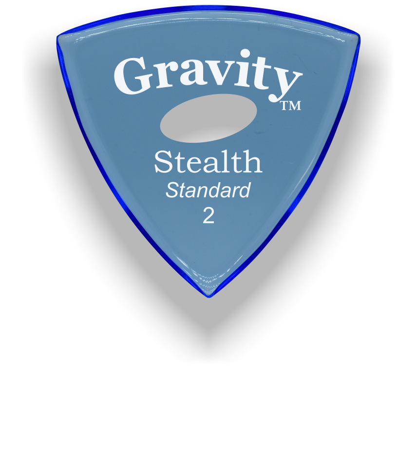 Gravity Picks Stealth Standard 2mm Master Finish Unpolished with Elipse Grip Hole Blue