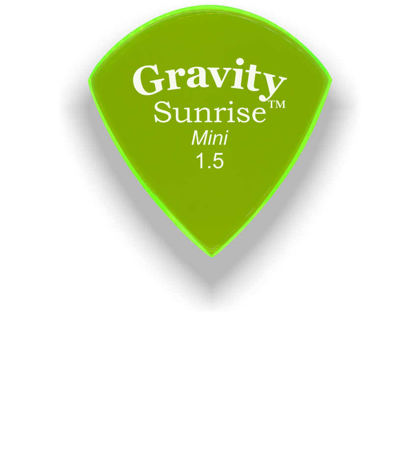 Gravity Picks Sunrise Mini Jazz 1.5mm Master Finish unpolished 1.5mm Fluorescent Green