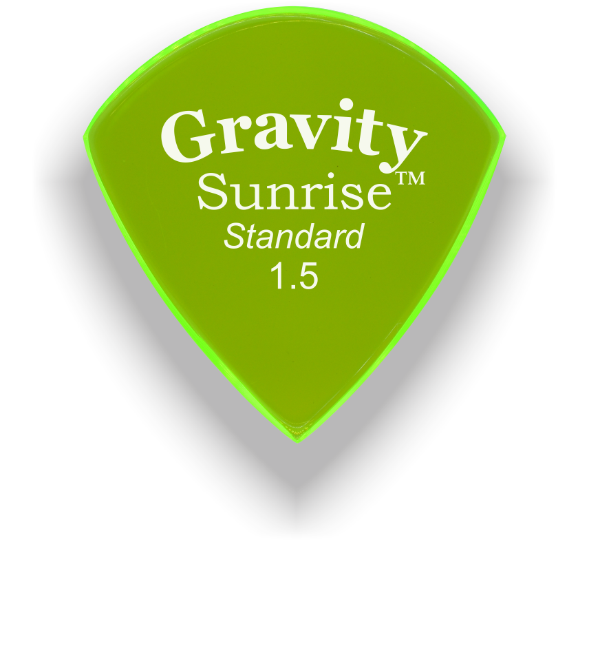 Gravity Picks Sunrise Standard 1.5mm Master Finish unpolished - Fluro Green
