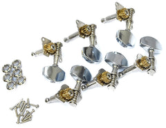 GT Acoustic/Electric Guitar Open Geared Tuning Machines in Chrome Finish (3+3)