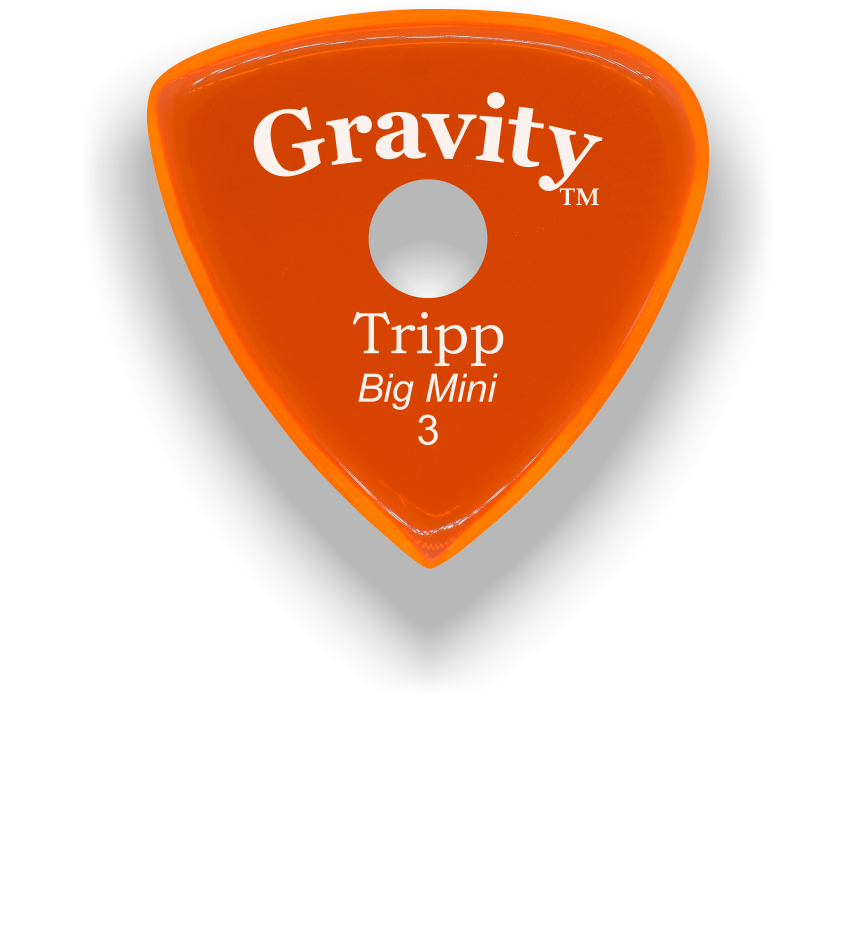 Gravity Picks Tripp Big Mini 3mm Master Finish Unpolished with Round Grip Hole Orange