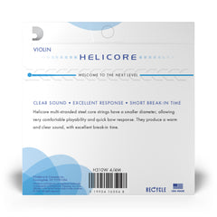 D'Addario Helicore Violin String Set with Wound E, 4/4 Scale, Medium Tension