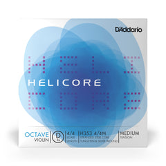 D'Addario Helicore Octave Violin Single D String, 4/4 Scale, Medium Tension