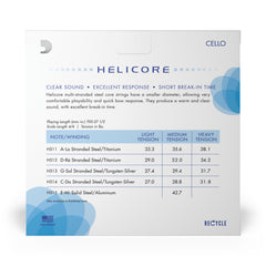 D'Addario Helicore Cello String Set, 4/4 Scale, Heavy Tension