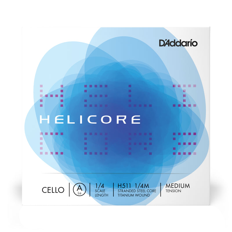 D'Addario Helicore Cello Single A String, 1/4 Scale, Medium Tension