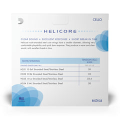 D'Addario Helicore Fourths-Tuning Cello Set, 4/4 Scale, Medium Tension