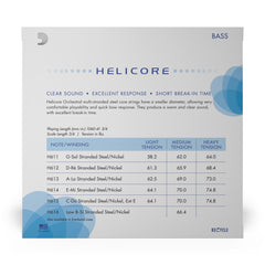 D'Addario Helicore Orchestral Bass String Set, 3/4 Scale, Light Tension