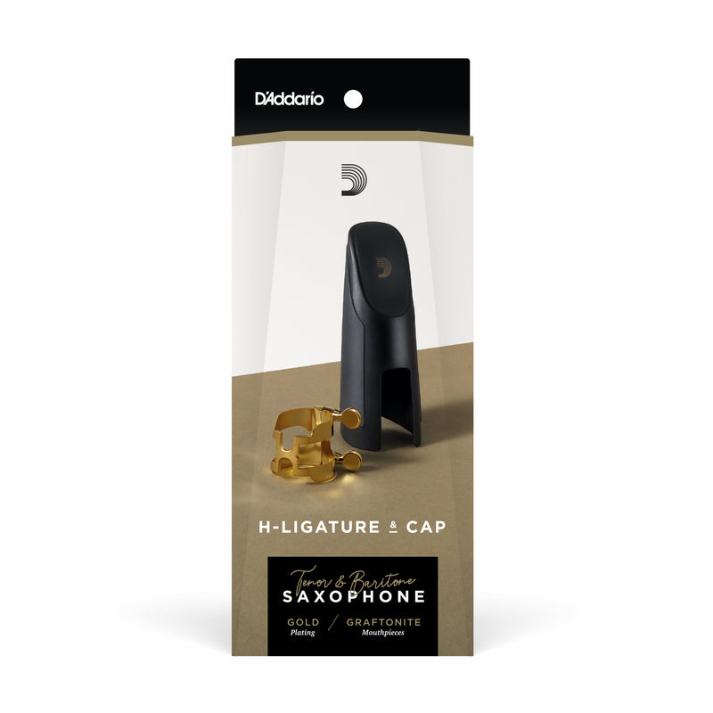 D'Addario H-Ligature & Cap, Tenor/Baritone Saxophone (Graftonite/Metalite Mouthpieces), Gold