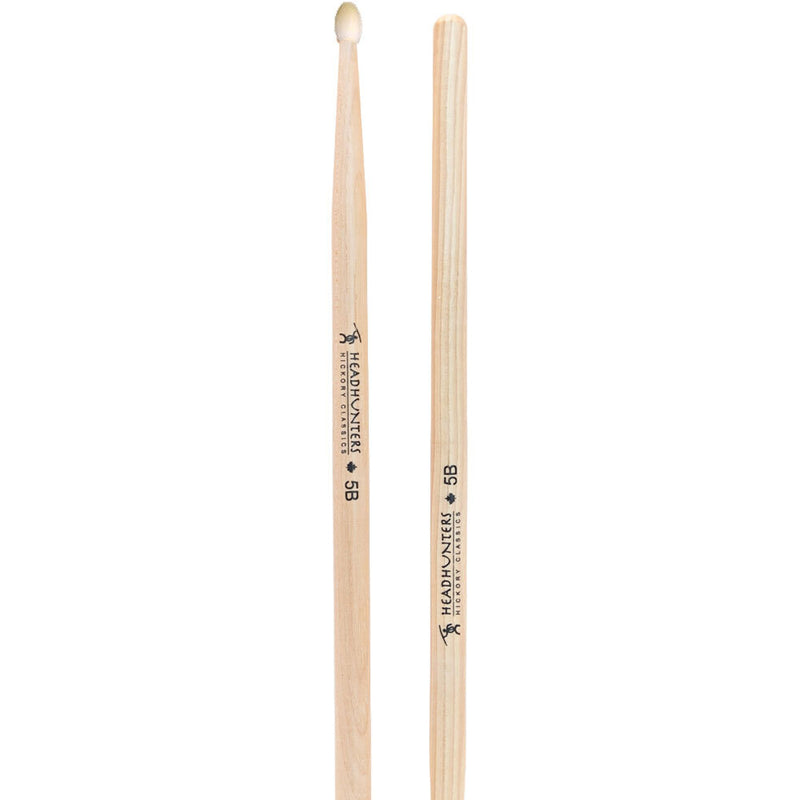 Headhunters Hickory Classic 5B Drum Sticks with Nylon Tip (1-Pair)