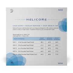 D'Addario Helicore Pizzicato Bass String Set, 3/4 Scale, Light Tension