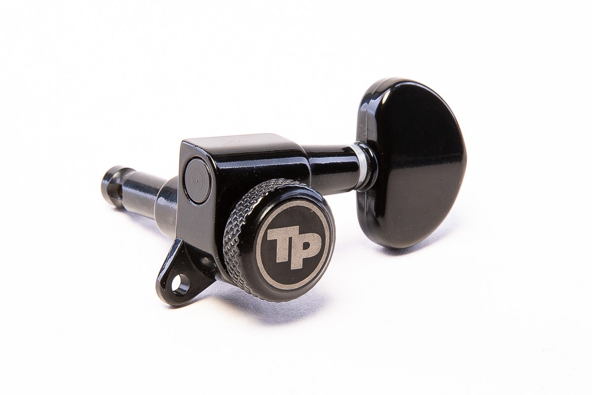 TonePros Locking Tuner, 3 & 3, 18:1 gear ratio,metal button - Black