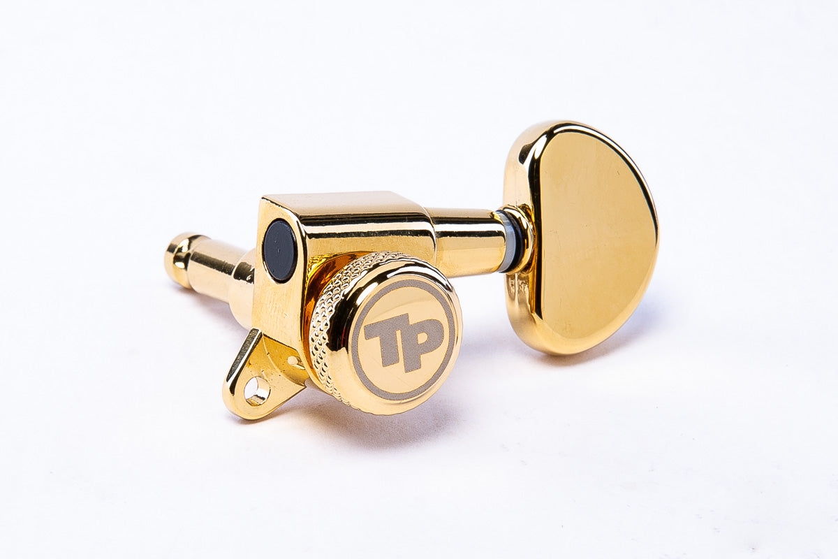 TonePros Locking Tuner, 3 & 3, 18:1 gear ratio,metal button - Gold
