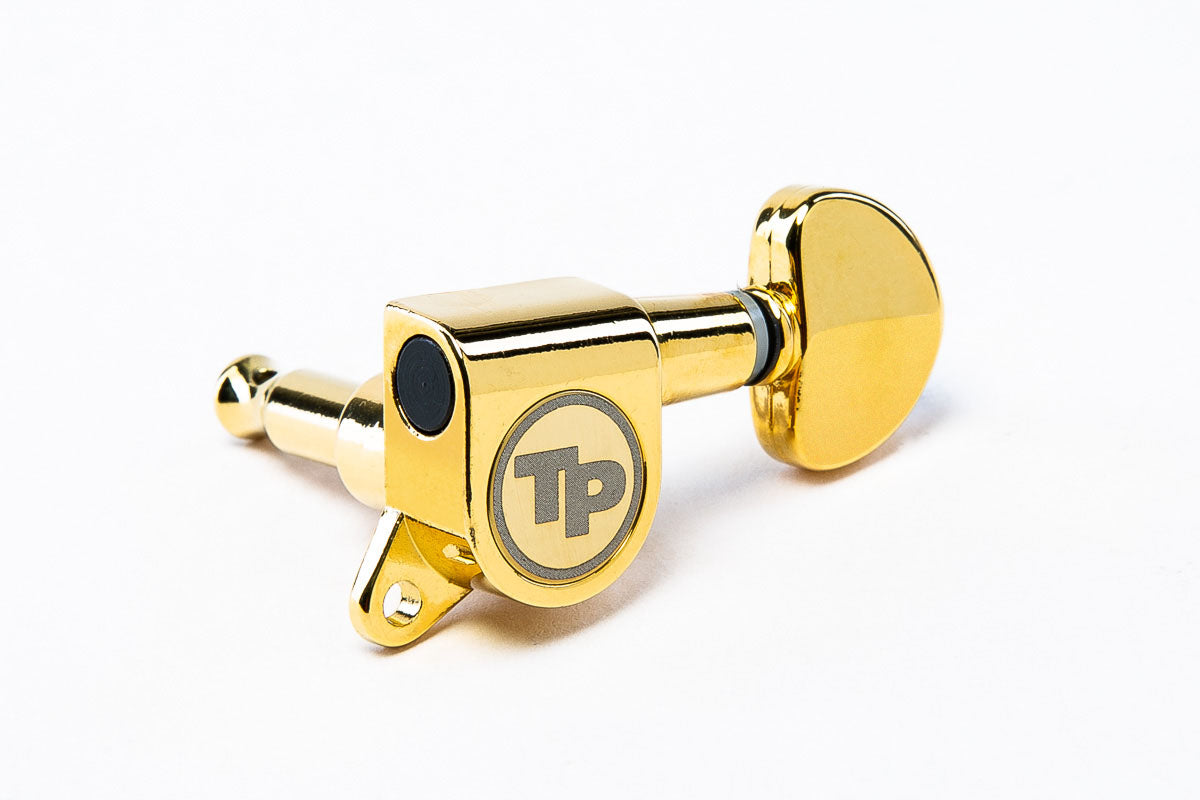 TonePros Tuner, 7 in-line, 18:1 gear ratio, smallkidney bean button - Gold