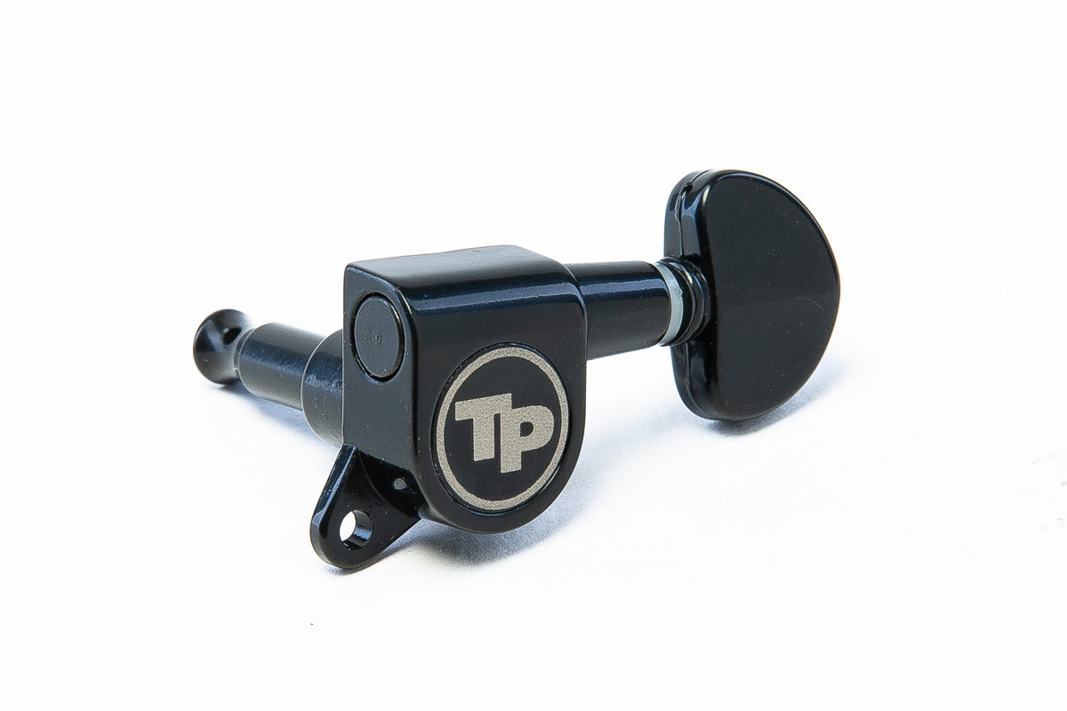 TonePros Tuner, 6 in-line, 18:1 gear ratio, smallkidney bean button - Black