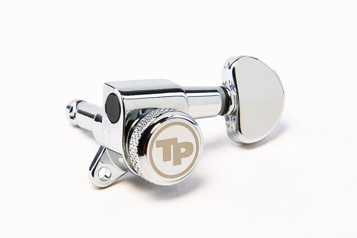 TonePros Locking Tuner, 6 in-line, 18:1 gearratio, small kidney bean button - Chrome