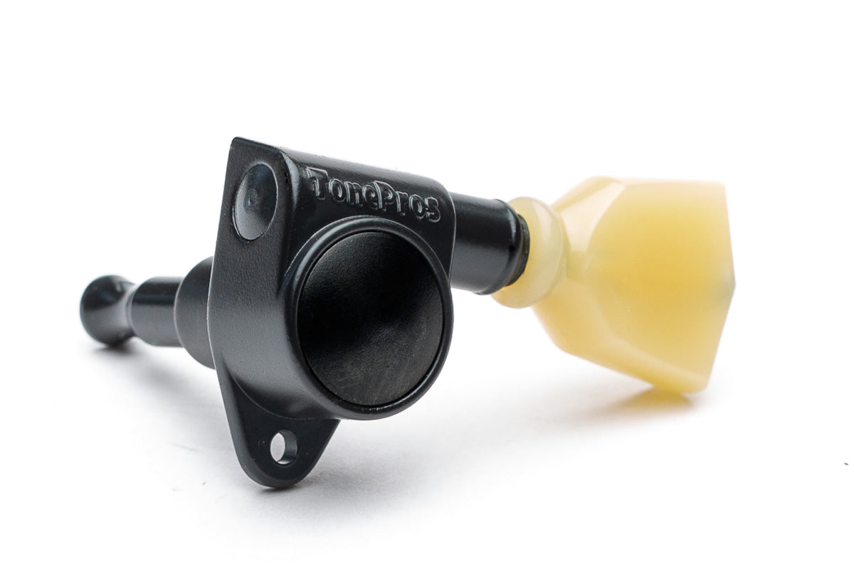 TonePros Tuner, 3 & 3, 20:1 gear ratio, plastic keystone button - Black