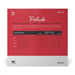 D'Addario Prelude Cello String Set, 3/4 Scale, Medium Tension