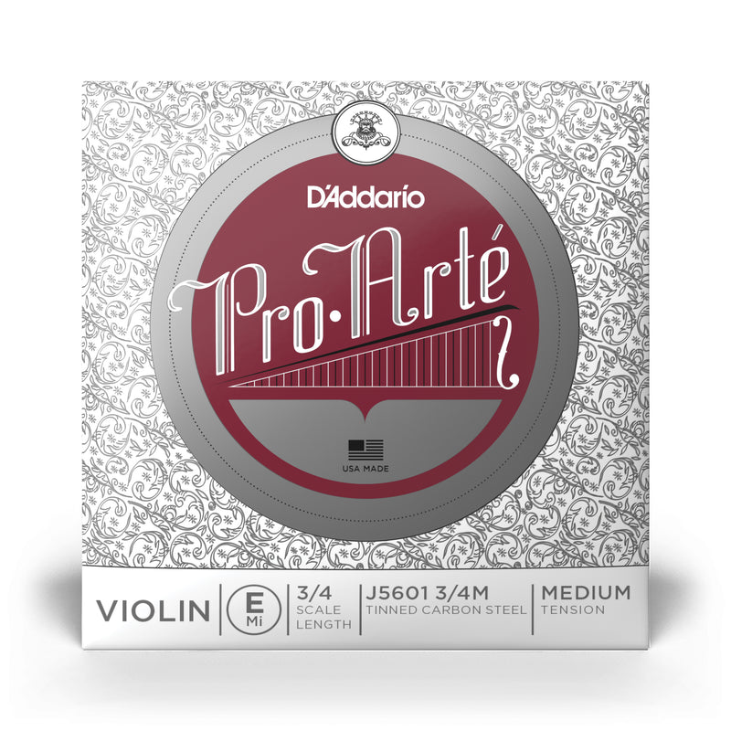D'Addario Pro-Arte Violin Single E String, 3/4 Scale, Medium Tension