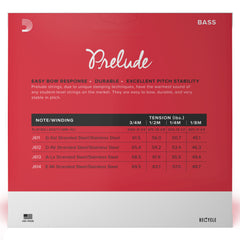 D'Addario Prelude Bass String Set, 1/8 Scale, Medium Tension