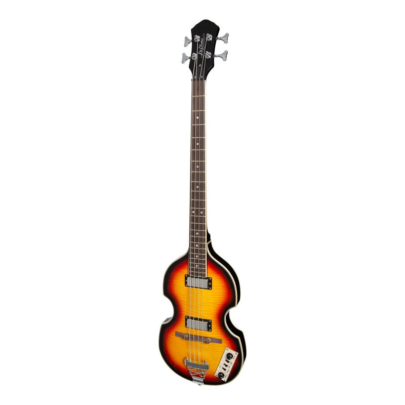 J&D Luthiers 4-String Violin-Style Electric Bass Guitar (Tobacco Sunburst)