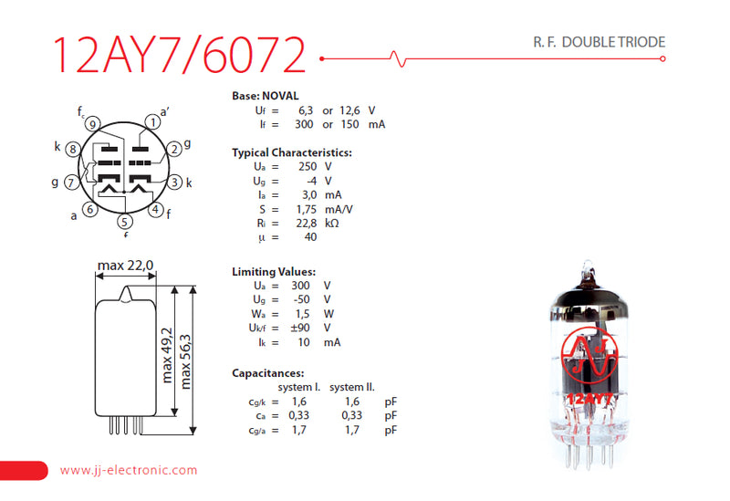 JJ Electronic 12AY7/6072 Preamplifying Tube