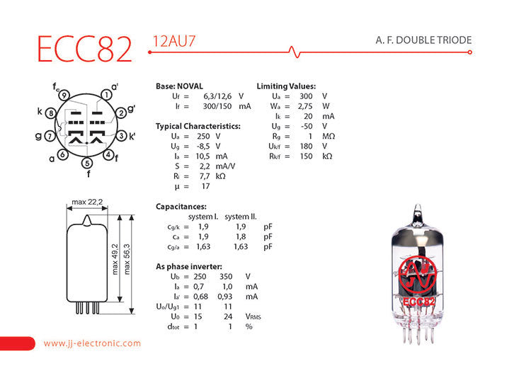 JJ Electronic ECC82/12AU7 Preamplifying Tube