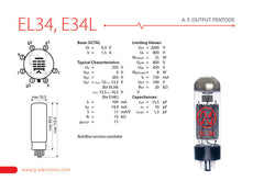 JJ Electronic EL34 Power Tubes (Matched Quad)