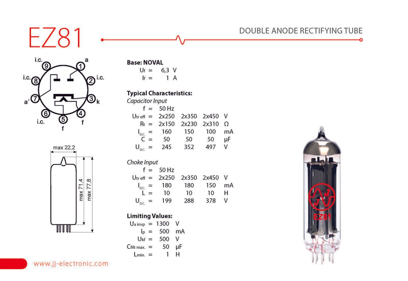 JJ Electronic EZ81/6CA4 Rectifying Tube