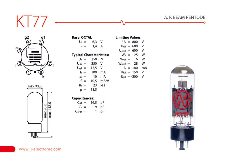 JJ Electronic KT77 Power Tube (Single)