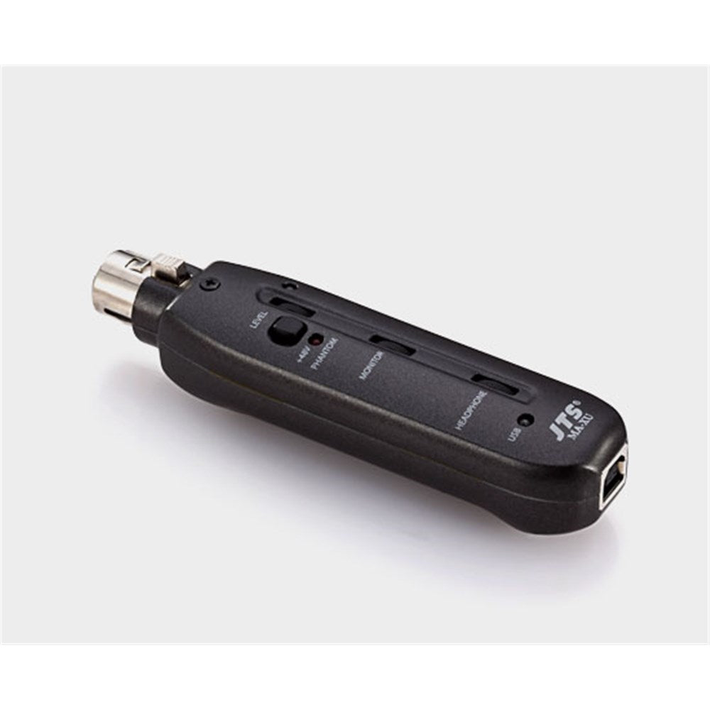 JTS MAXU XLR to USB adaptor 48V phantom power 3.5mm audio output