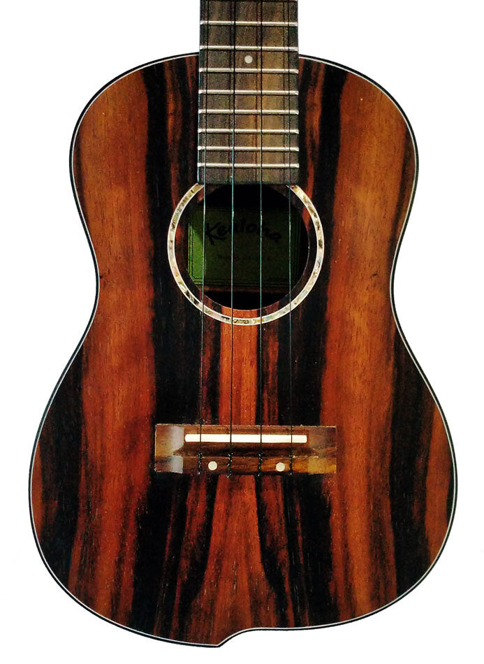 Kealoha JU-Series Striped Ebony Tenor Ukulele with Offset Design in Natural Satin Finish