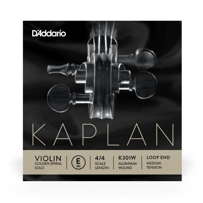 D'Addario Kaplan Golden Spiral Solo Wound Loop End Violin Single E String, 4/4 Scale, Medium Tension