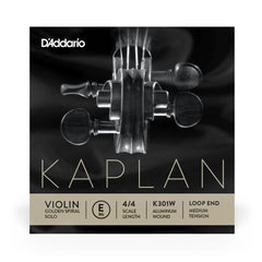 D'Addario Kaplan Golden Spiral Solo Wound Loop End Violin Single E String, 4/4 Scale, Medium Tension
