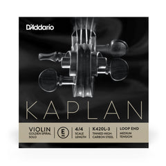 D'Addario Kaplan Golden Spiral Solo Loop End Violin Single E String, 4/4 Scale, Medium Tension