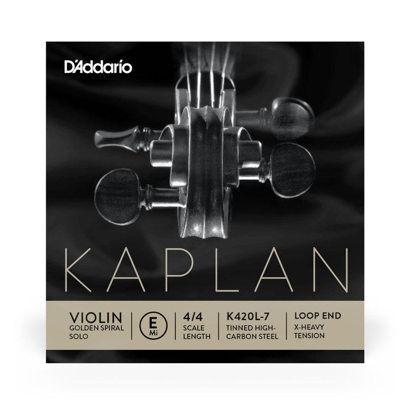 D'Addario Kaplan Loop End Violin Single E String, 4/4 Scale, Extra-Heavy Tension